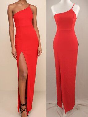 Lulu's 'Keeper of My Heart' One-Shoulder Maxi Dress, Vibrant Red, Small